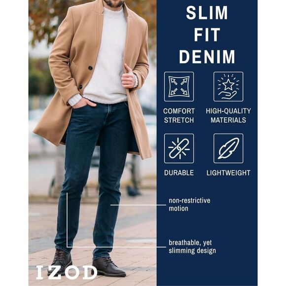 IZOD Men’s Slim Fit Ultra Soft Flex Stretch Jeans Vespa Blue 42x34 NWT - Picture 6 of 16